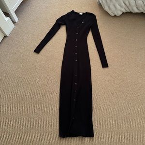 Abercrombie midi button up sweater dress in black